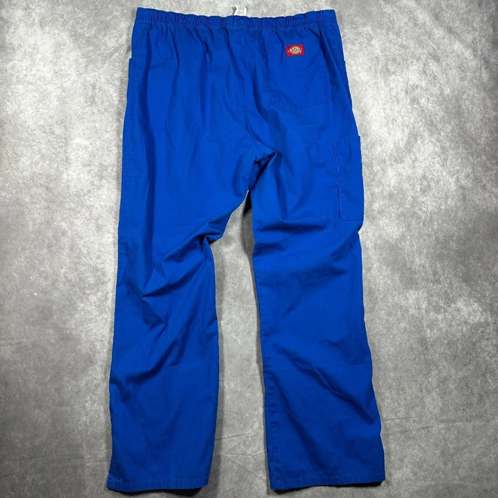 Dickies Mens Royal Blue Cargo Scrub Pants Medium Drawstring Utility Workwear